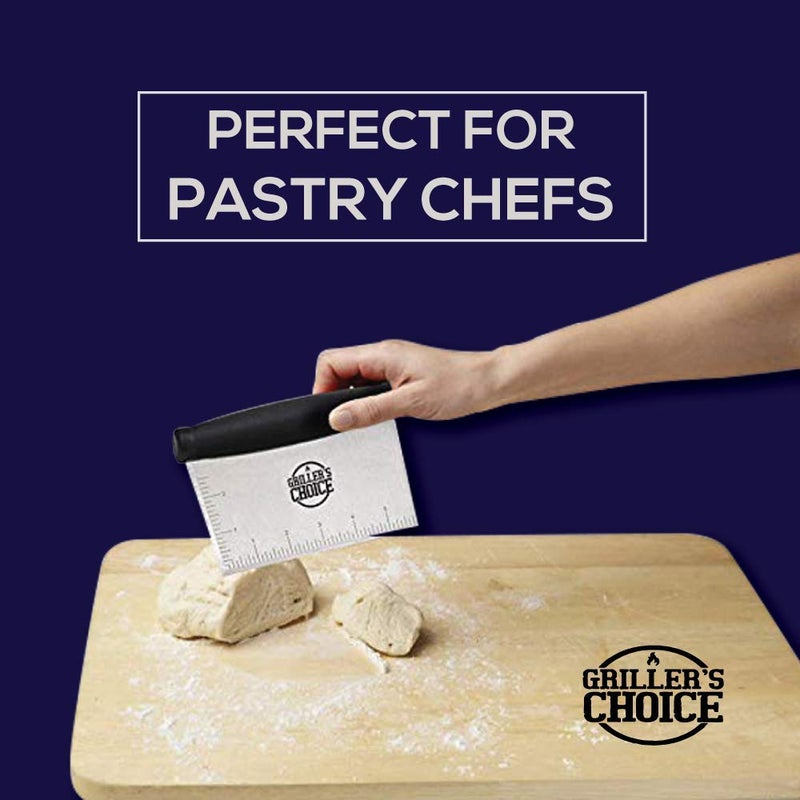 Grillers Choice التجارية مقعد من الفولاذ المقاوم للصدأ مكشطة مريح القبضات مكشطة أداة المطبخ مكشطة الغذاء مكشطة المعجنات مكشطة - Image 3